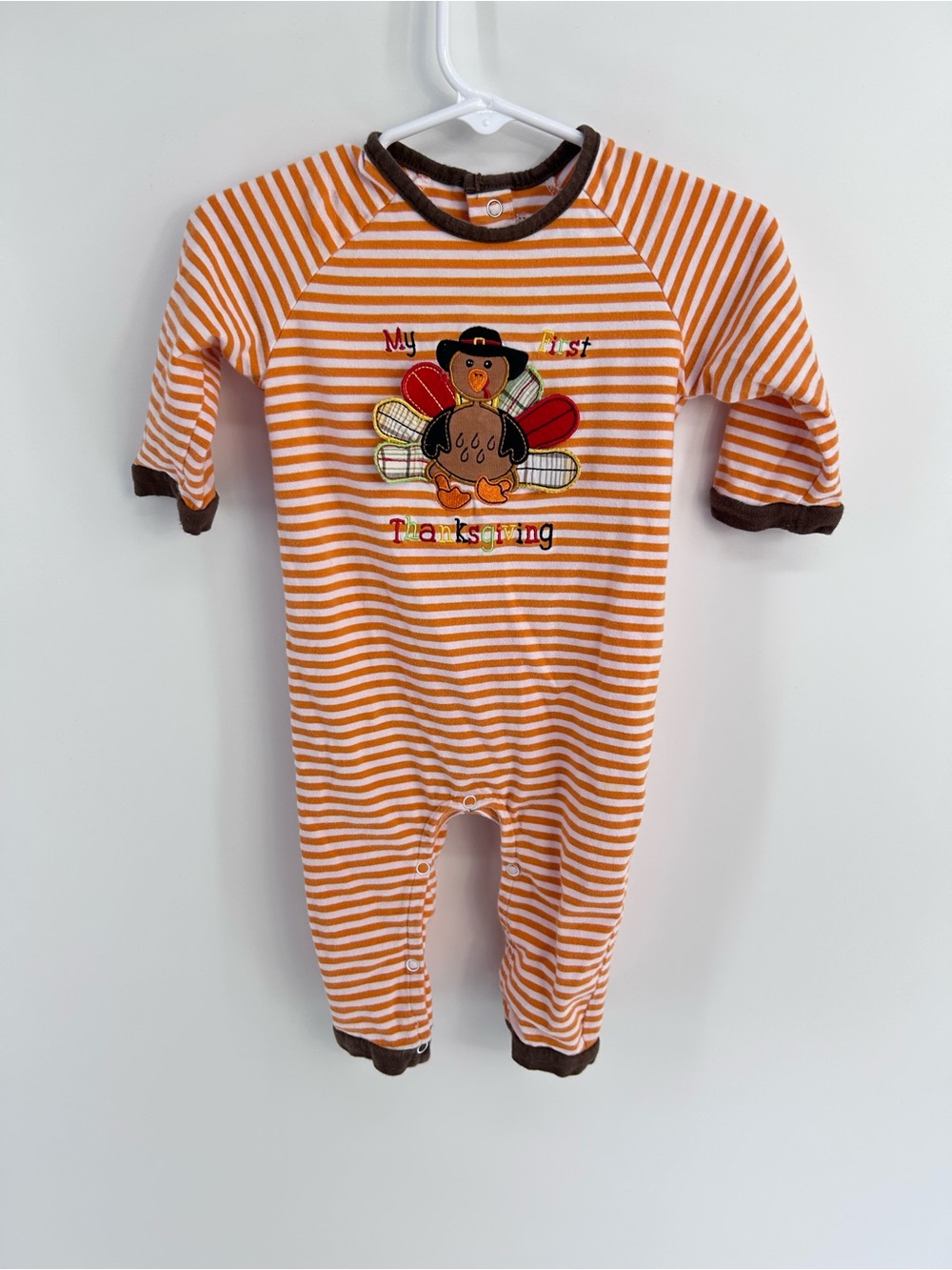 "My First Thanksgiving" Festive Baby One-Piece Romper Outfit - Size 6 months